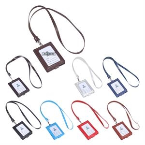 Genuine Leather Lanyards w/ Badge Holder