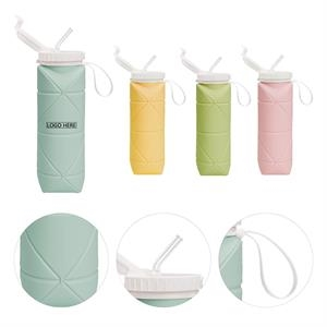 Silicone Folding Pocket Water Cup w/ Straw