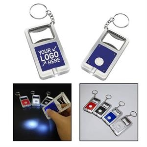 Square Led Light Bottle Opener With Keychain