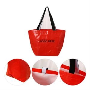 Bright Surface Coated Woven Handbag