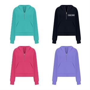 Womens Sweatshirts Half Zip Cropped Pullover