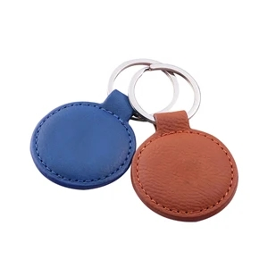 Round Leather Keychain Gift