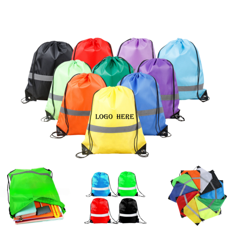 Reflective Safety Drawstring Backpack