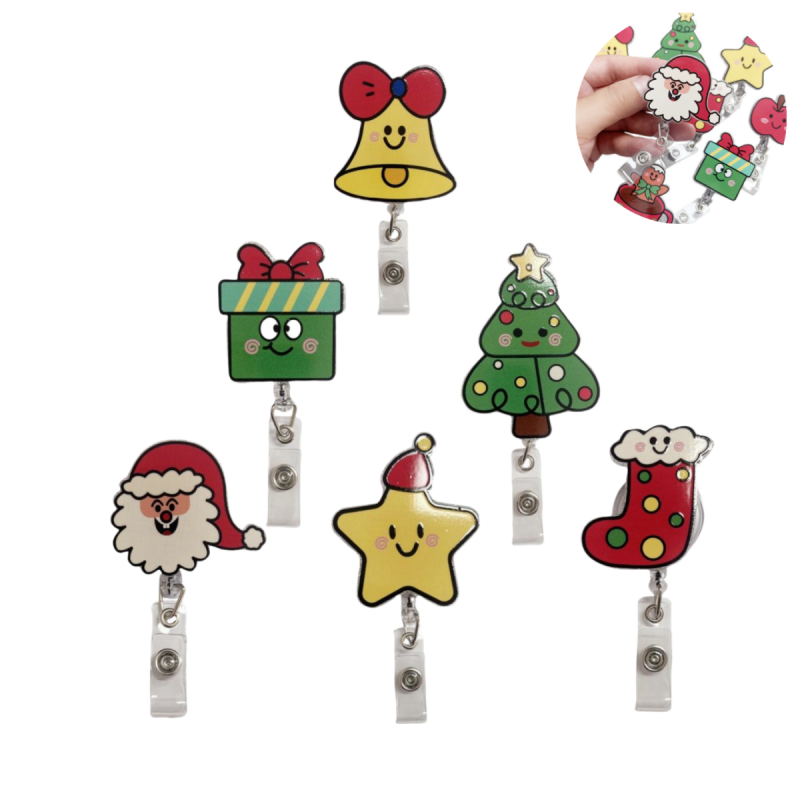 Retractable Christmas Badge Reels with Clip