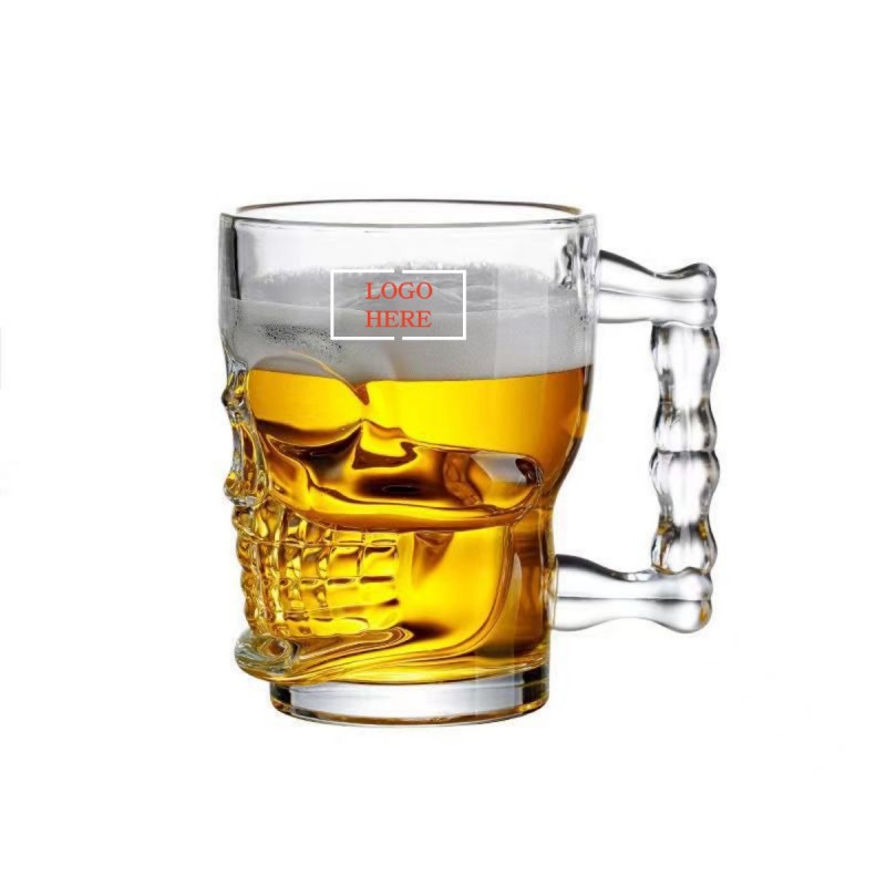 Skull Beer Mug Drinking Glasses w/ Handle