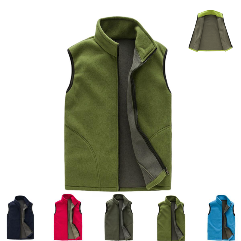 Warm Sleeveless Full Zip Fleece Vest Winter Waistcoat