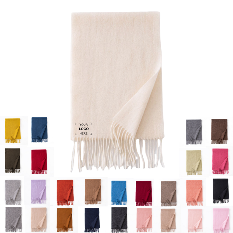 Long Soft Wool Scarf - Solid Color