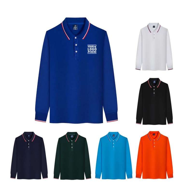 Cotton Long Sleeve Polo Shirt