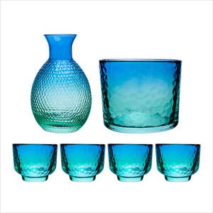 6 Piece Japanese Style Glass Sake Set